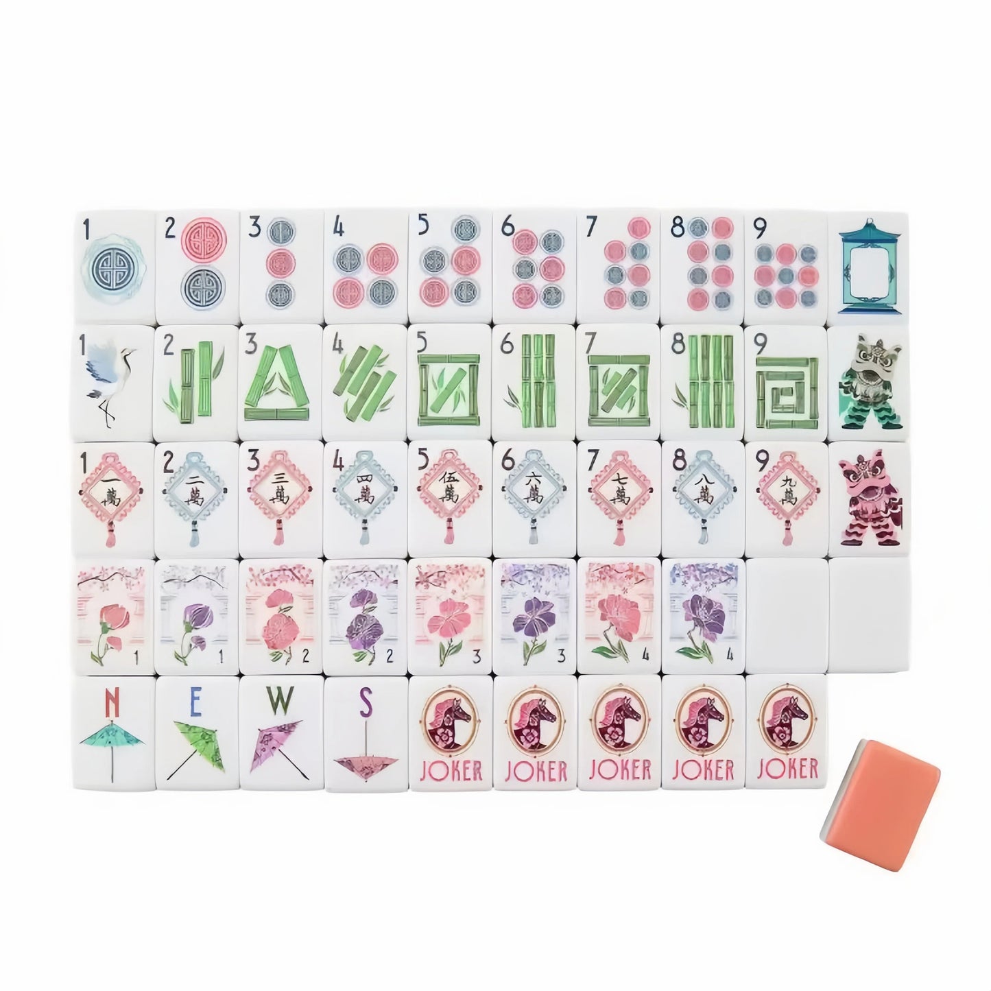 Coral Orange Acrylic American Mahjong Tiles Set – 160 Premium 4-Layer Tiles