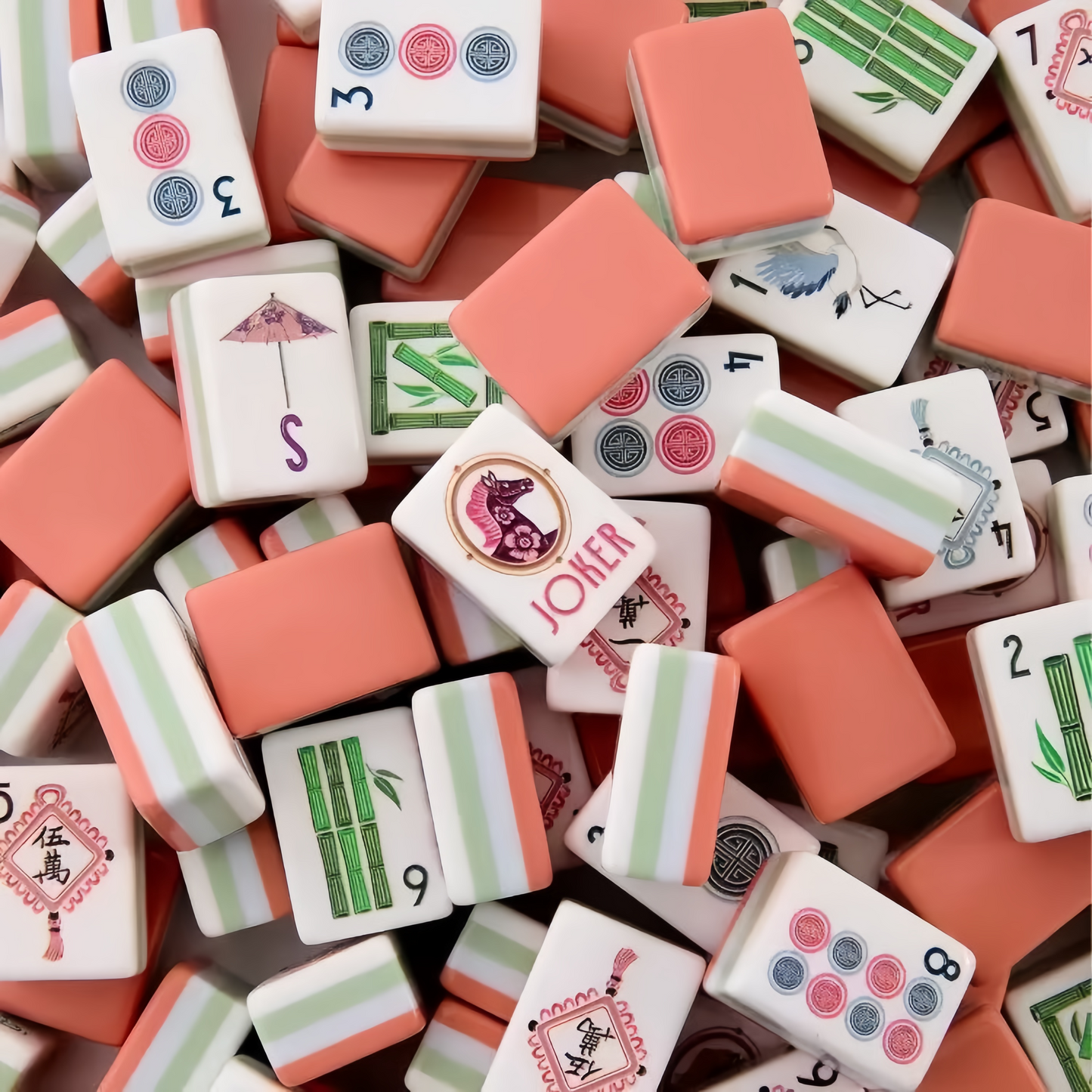 Coral Orange Acrylic American Mahjong Tiles Set – 160 Premium 4-Layer Tiles
