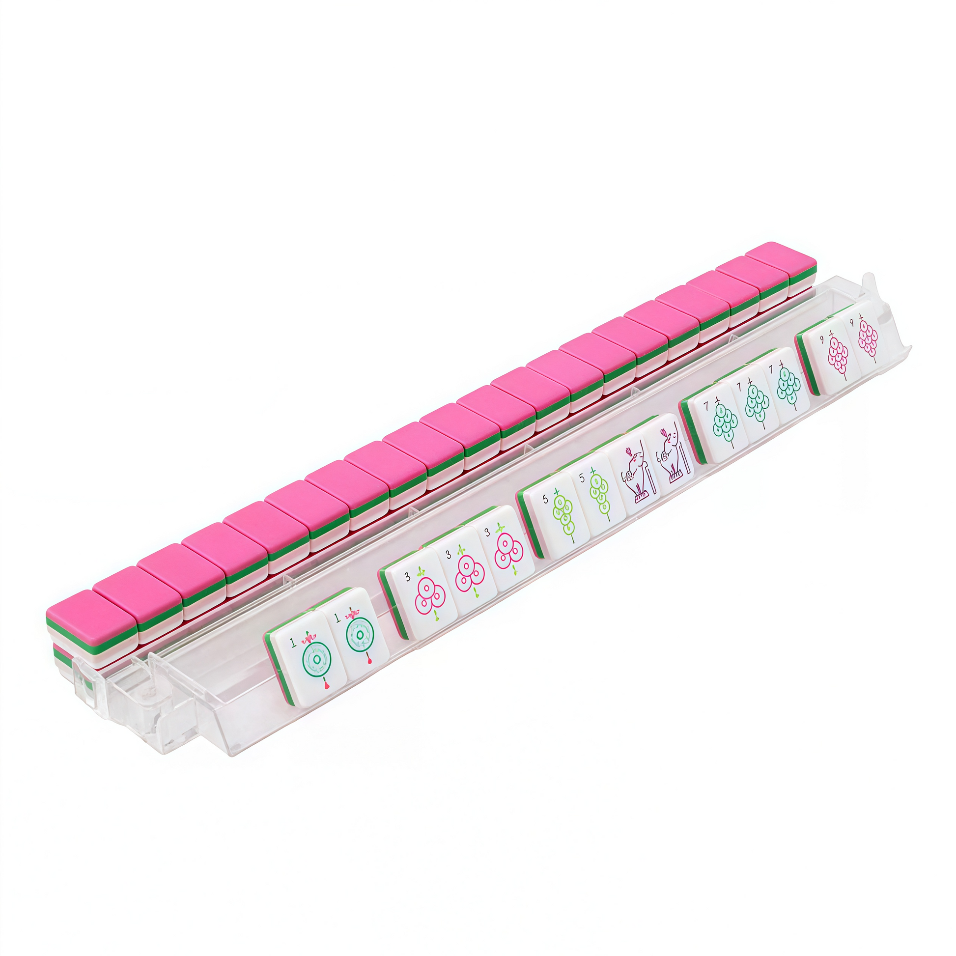Complete 160-Piece Rose Pink American Mahjong Set – Full Tile Layout