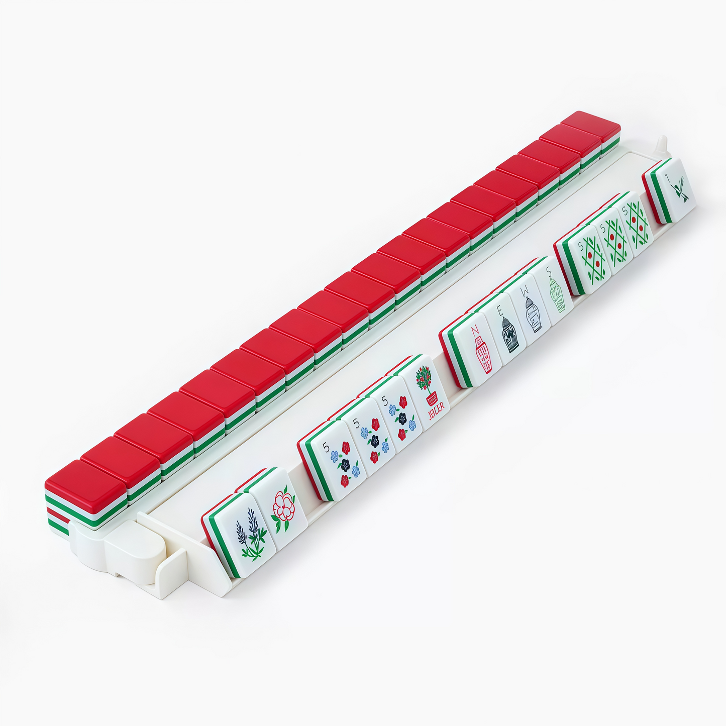 Complete 160-Piece Red Garden Mahjong Set – All Tiles Displayed