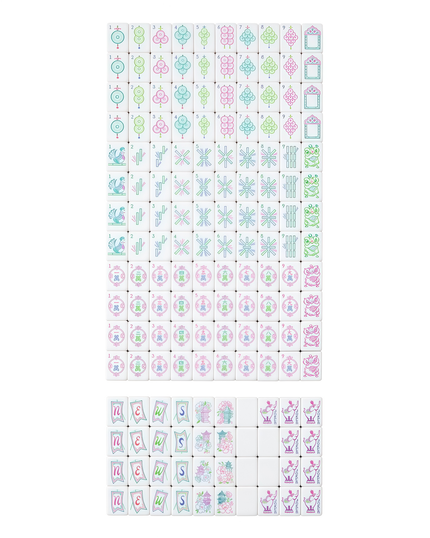 Four-Layer Acrylic Construction Detail – Rose Pink Mahjong Tiles with Elephant Joker