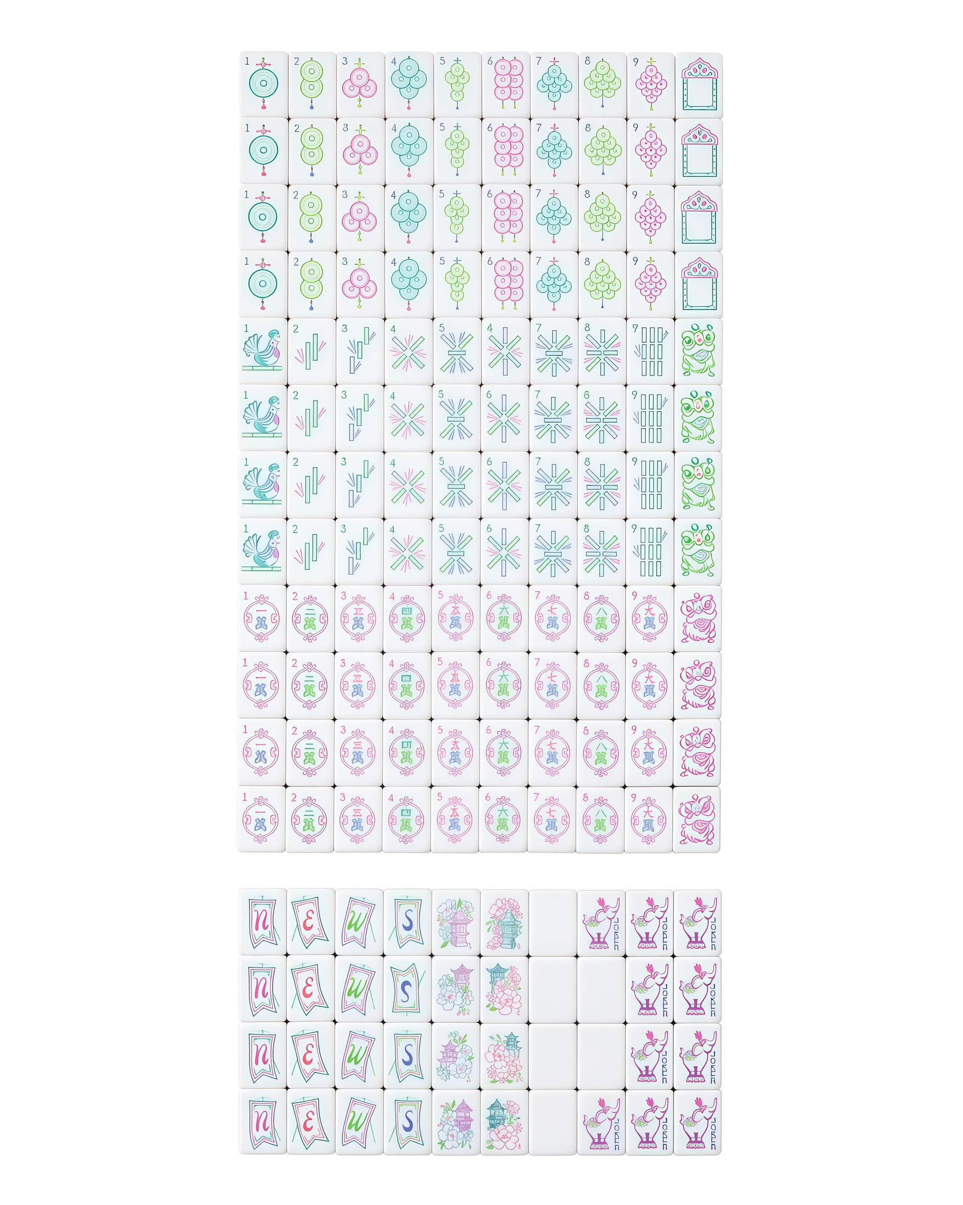 Four-Layer Acrylic Construction Detail – Rose Pink Mahjong Tiles with Elephant Joker
