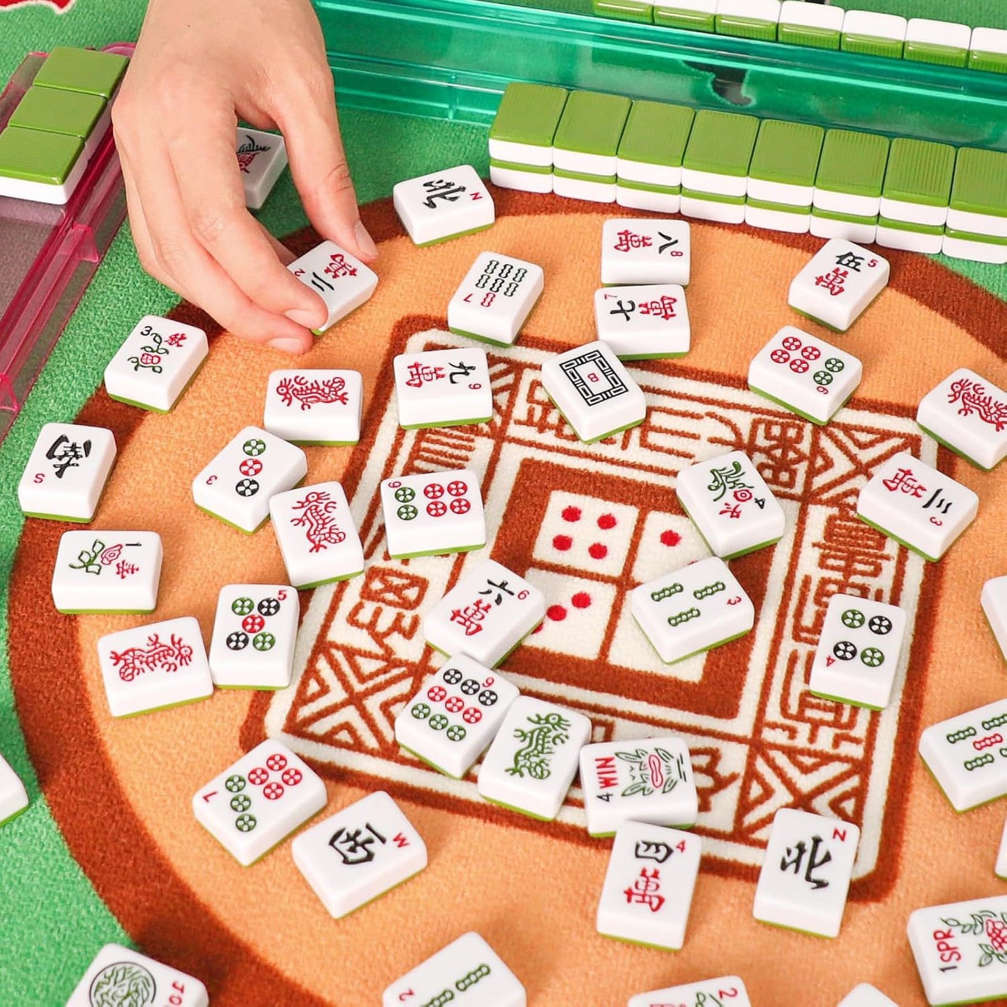 American Mahjong Set 166 Tiles – Classic Melamine Mahjong Game for 4 Players